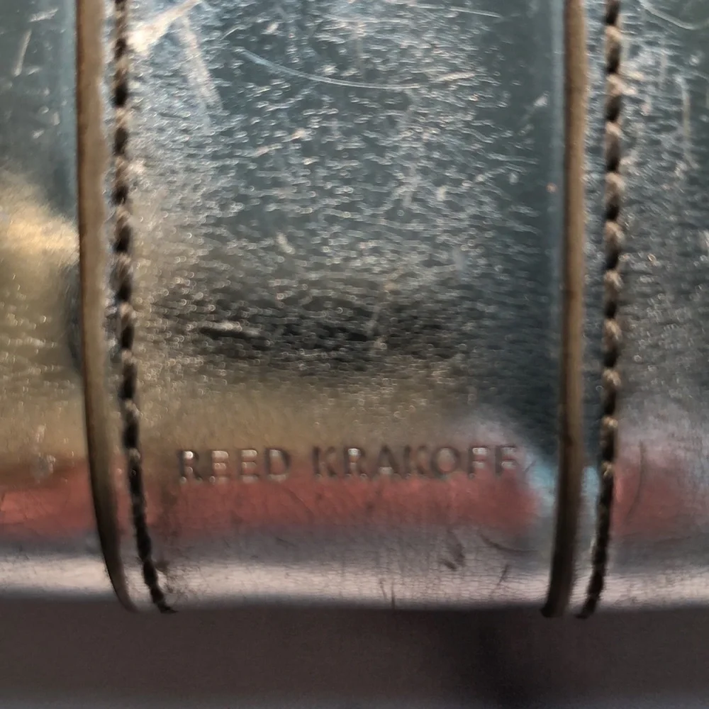 Reed Krakoff Silver Leather Zip Around Ribbon Large Wallet Flawed